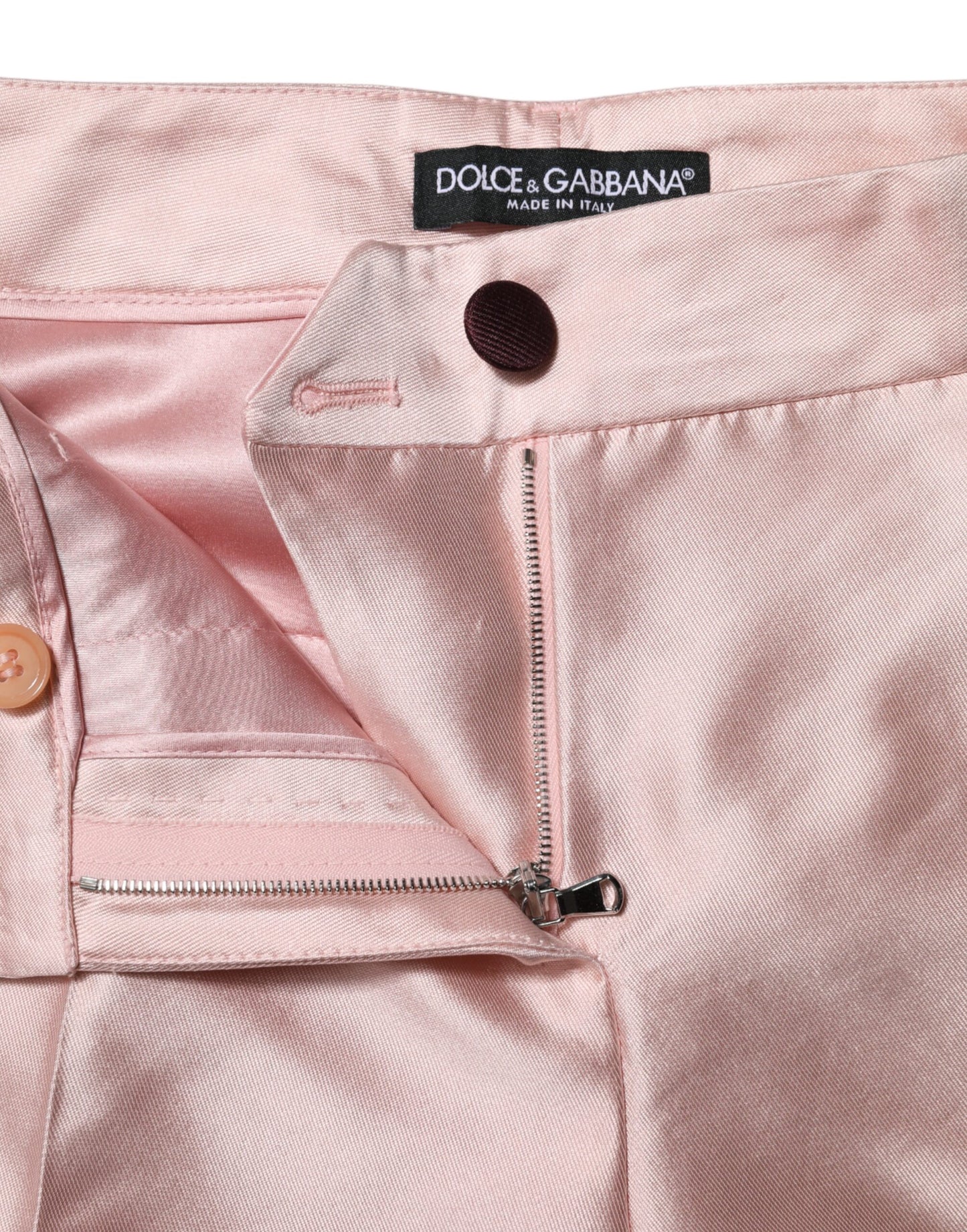 Dolce & Gabbana Pink Satin High Waist Tapered Pants Dolce & Gabbana