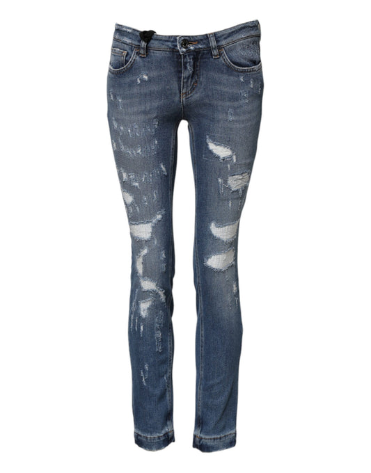 Dolce & Gabbana Blue PRETTY Tattered Skinny Denim Jeans Dolce & Gabbana