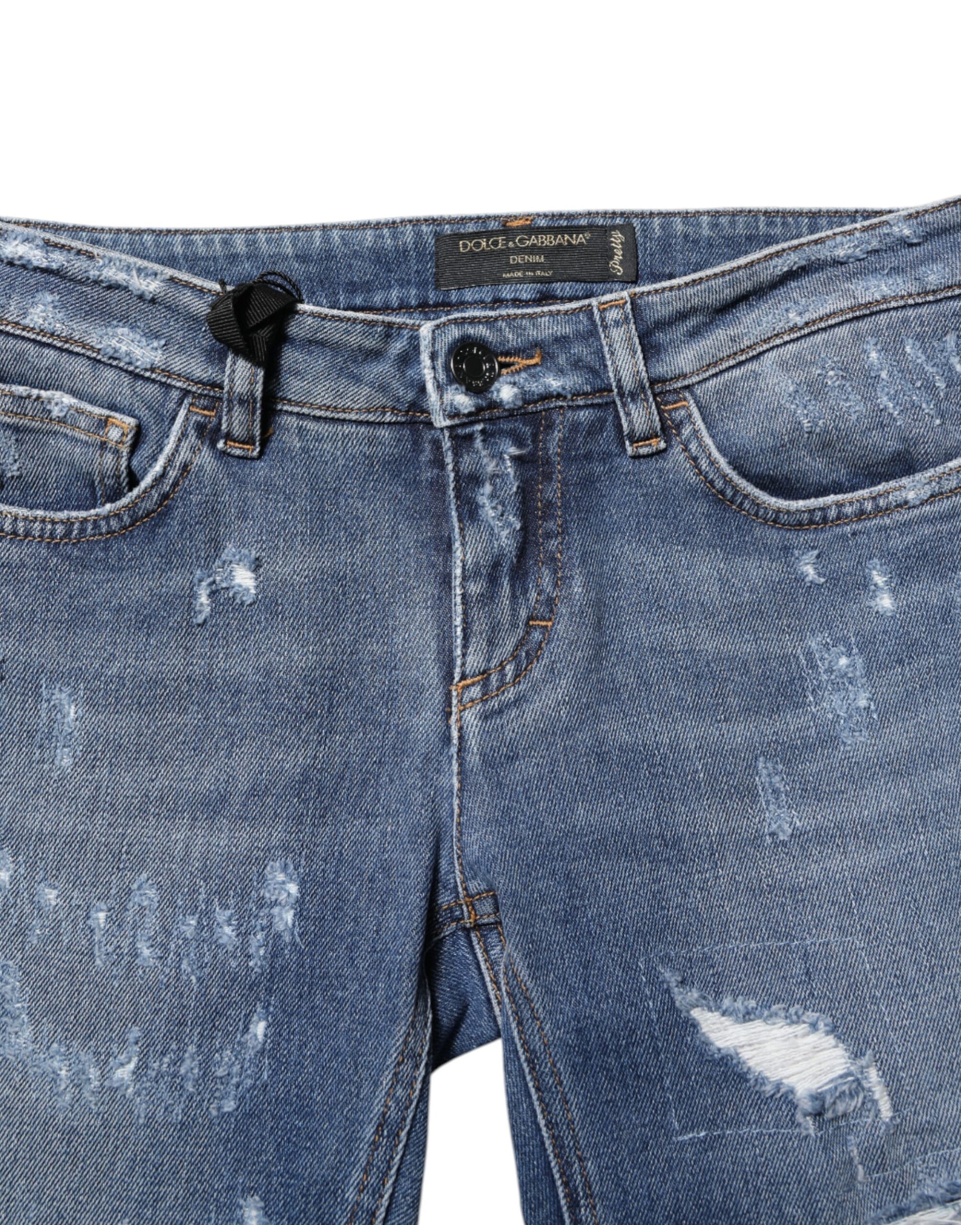 Dolce & Gabbana Blue PRETTY Tattered Skinny Denim Jeans Dolce & Gabbana