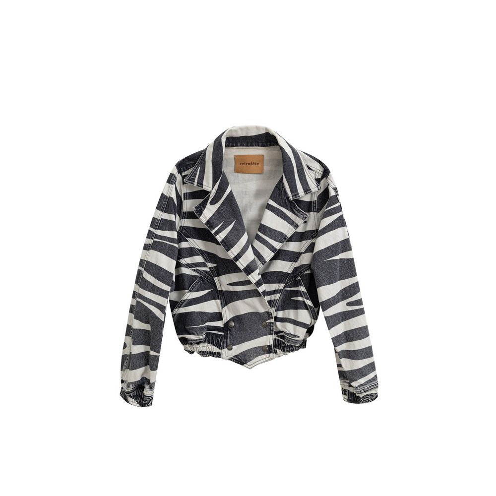 Retrofête Black And White Cotton Blazer Retrofête