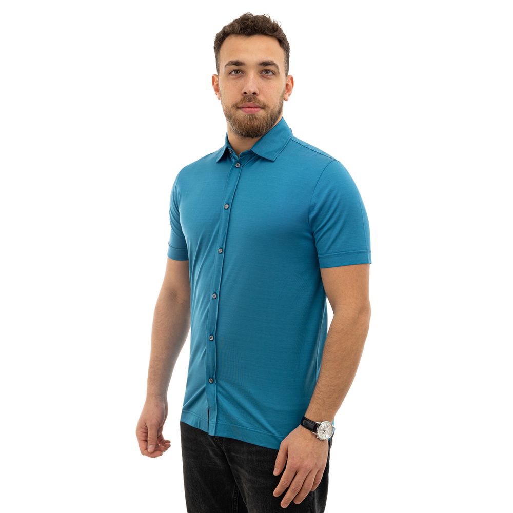 Canali Blue Cotton Shirt Canali