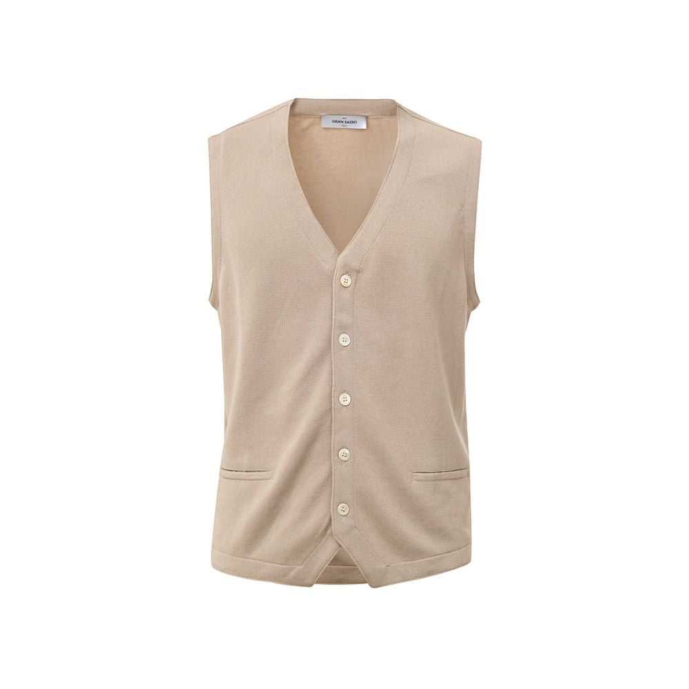 Gran Sasso Beige Cotton Sleveless Jacket Gran Sasso