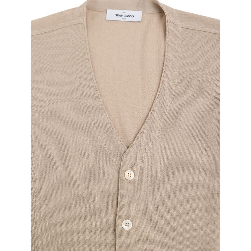 Gran Sasso Beige Cotton Sleveless Jacket Gran Sasso