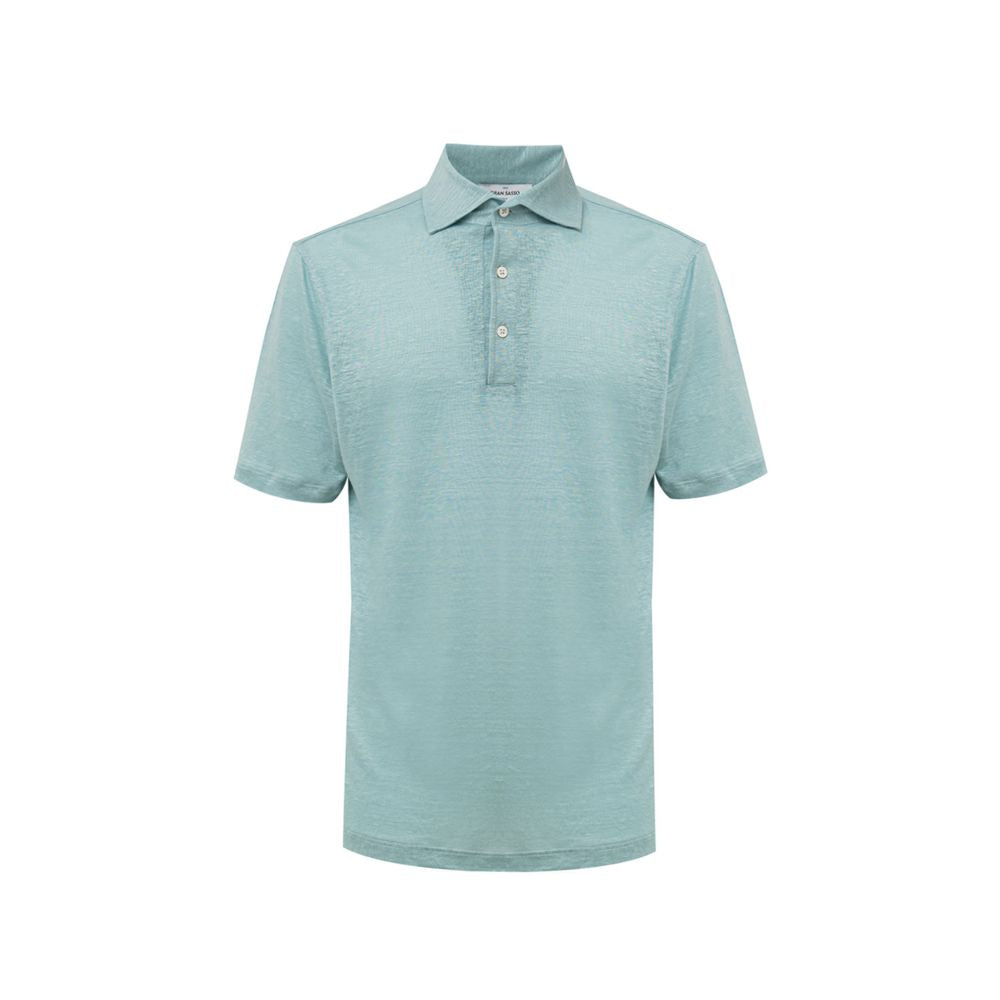 Gran Sasso Blue Linen Polo Shirt Gran Sasso