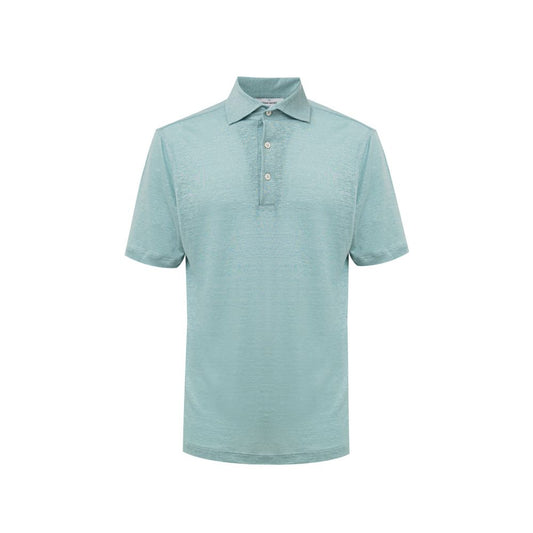 Gran Sasso Blue Linen Polo Shirt Gran Sasso
