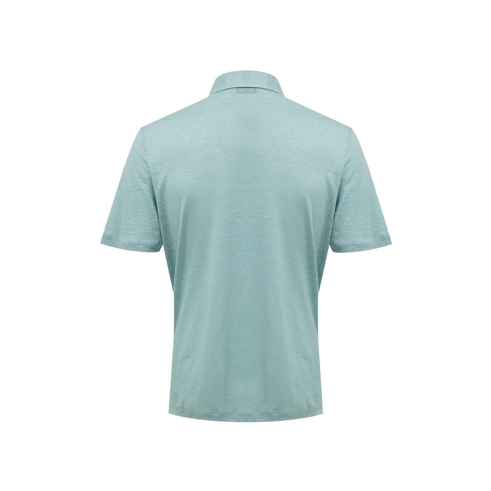 Gran Sasso Blue Linen Polo Shirt Gran Sasso