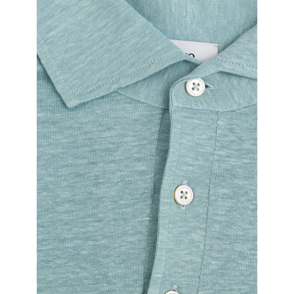 Gran Sasso Blue Linen Polo Shirt Gran Sasso