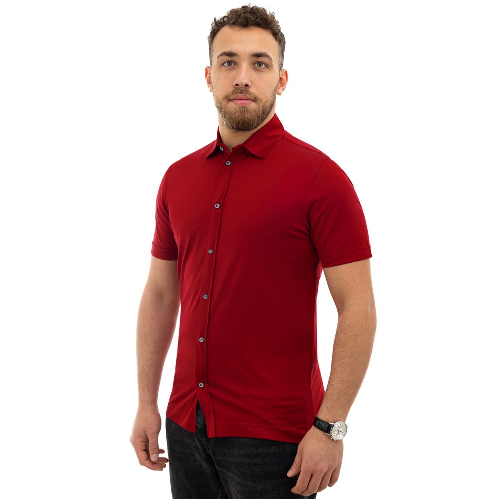 Canali Red Cotton Shirt Canali