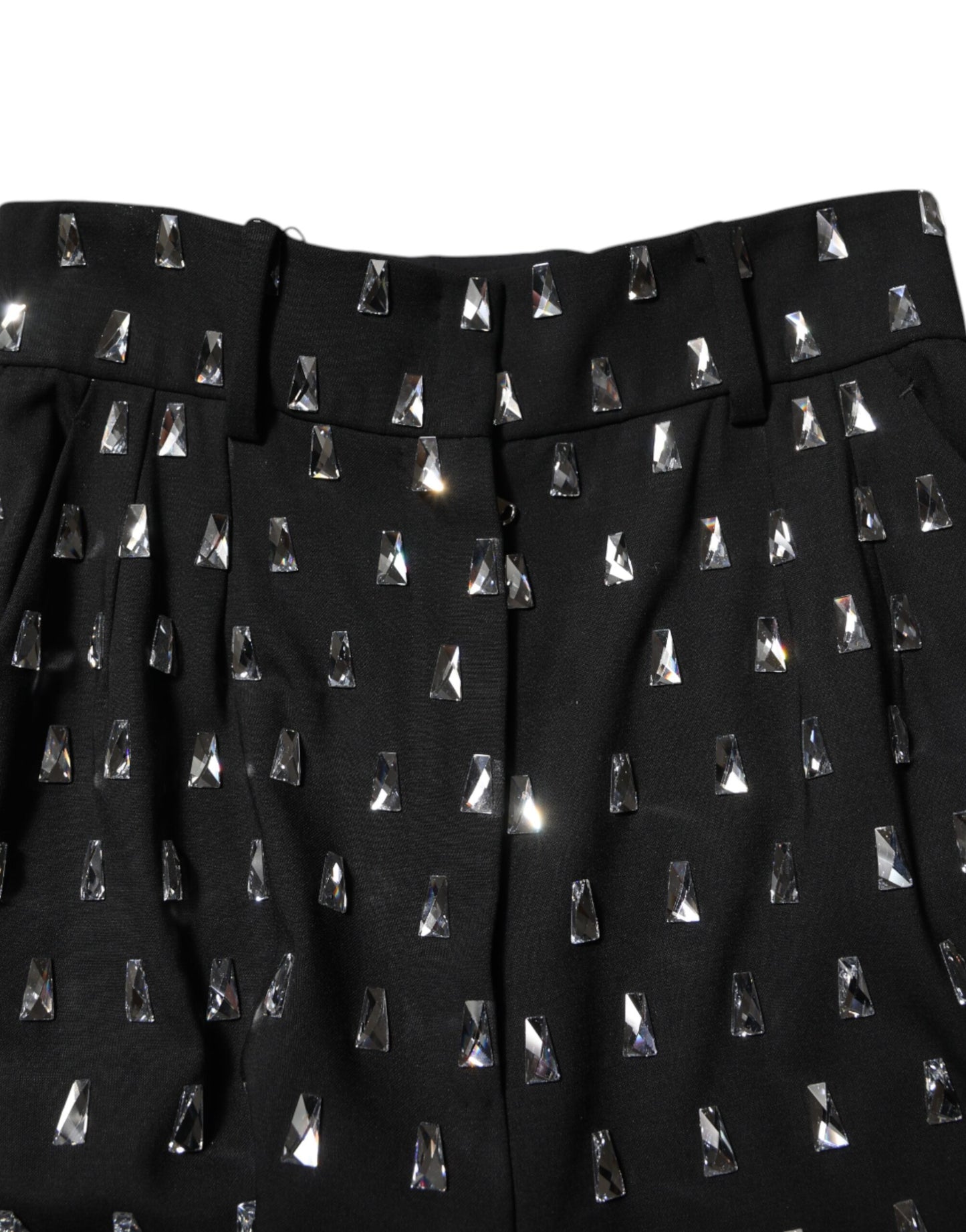 Dolce & Gabbana Black Crystal Embellished Wide Leg Pants Dolce & Gabbana