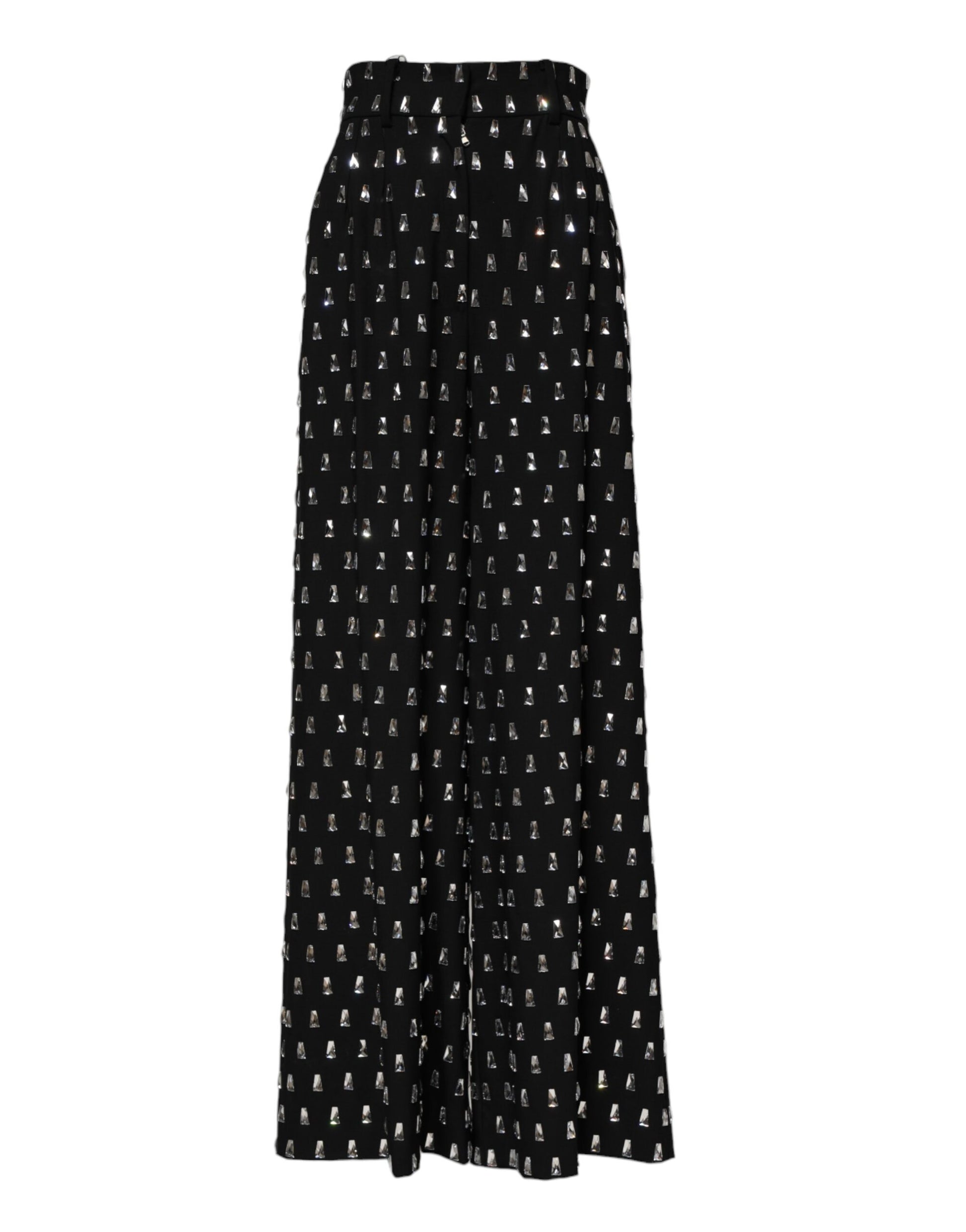 Dolce & Gabbana Black Crystal Embellished Wide Leg Pants Dolce & Gabbana
