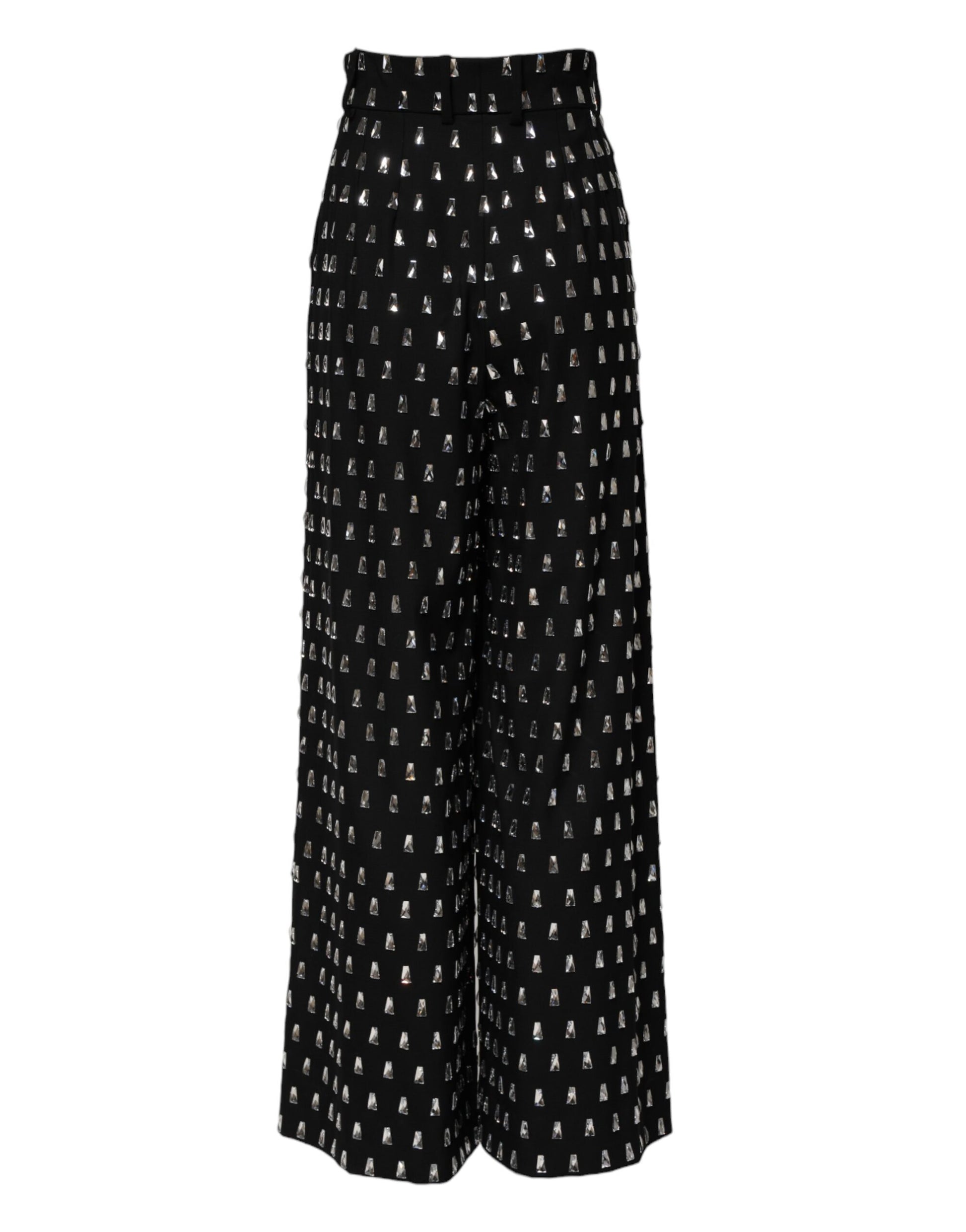 Dolce & Gabbana Black Crystal Embellished Wide Leg Pants Dolce & Gabbana