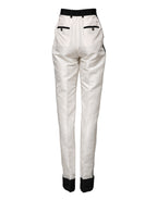 Dolce & Gabbana White High Waist Straight Dress Trouser Pants