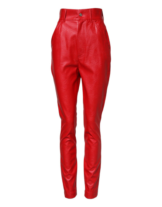 Dolce & Gabbana Red Viscose High Waist Tapered Trouser Pants Dolce & Gabbana
