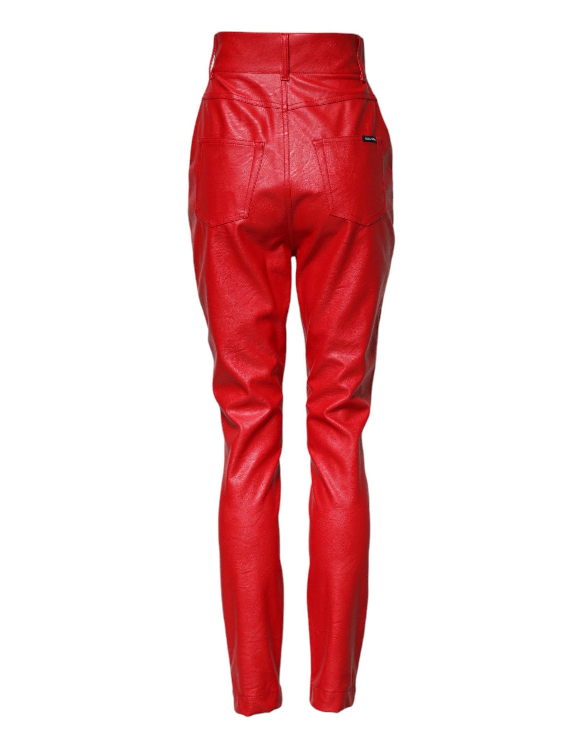 Dolce & Gabbana Red Viscose High Waist Tapered Trouser Pants Dolce & Gabbana