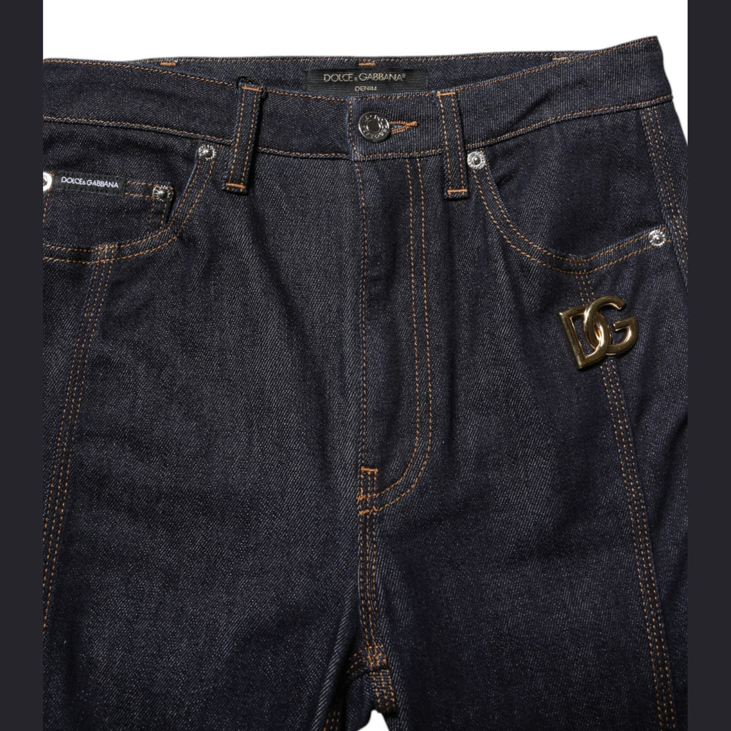 Dolce & Gabbana Black Cotton Mid Waist Bootcut Denim Jeans