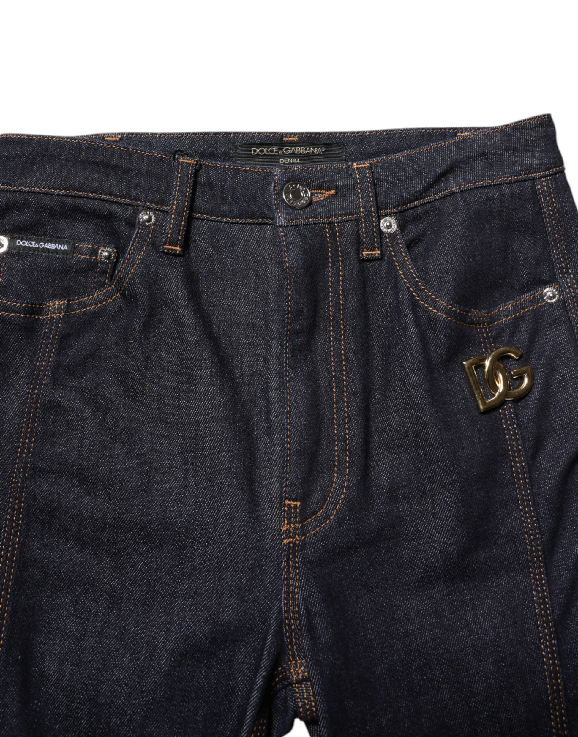 Dolce & Gabbana Black Cotton Mid Waist Bootcut Denim Jeans Dolce & Gabbana