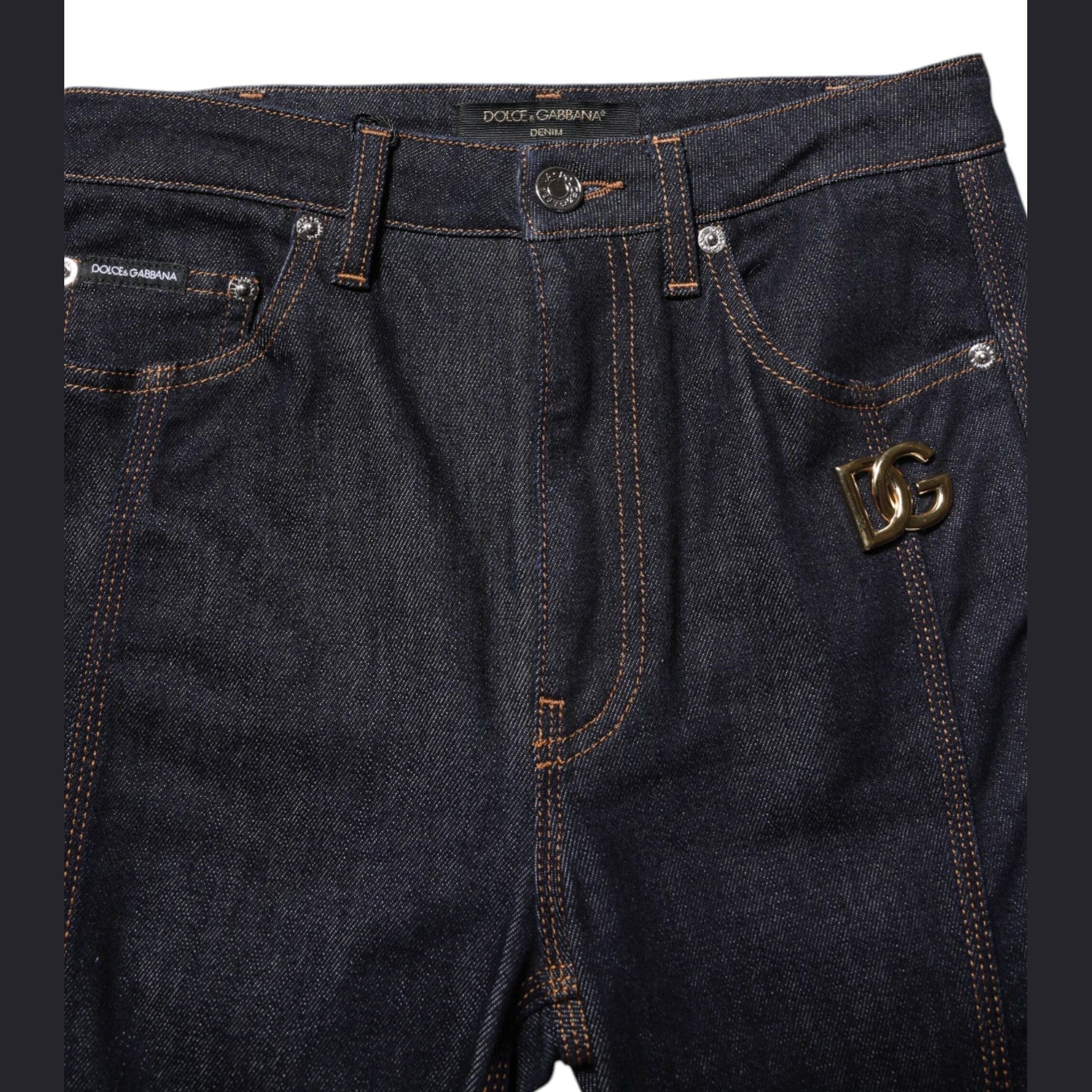 Dolce & Gabbana Black Cotton Mid Waist Bootcut Denim Jeans