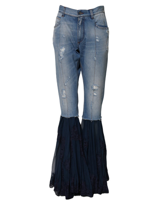 Dolce & Gabbana Blue Cotton High Waist Flared Denim Jeans Dolce & Gabbana