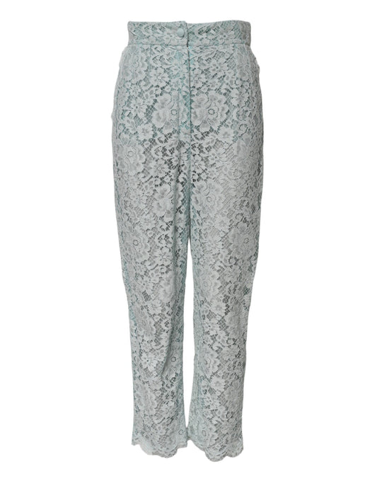 Dolce & Gabbana Mint Green Cotton Floral Lace Trousers Pants Dolce & Gabbana
