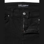 Dolce & Gabbana Black Cotton Logo Skinny MidWaist Denim Jeans