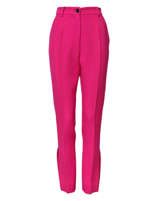 Dolce & Gabbana Fuchsia Pink HighWaist Tapered Trouser Pants Dolce & Gabbana