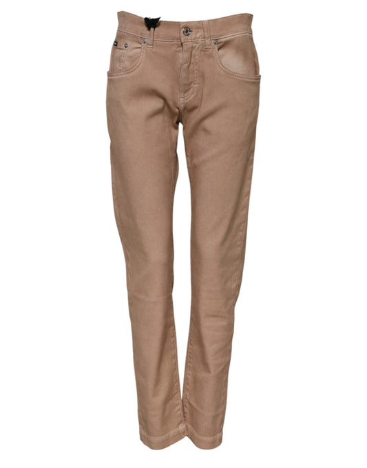 Dolce & Gabbana Brown Cotton Boyfriend Denim Trousers Jeans Dolce & Gabbana