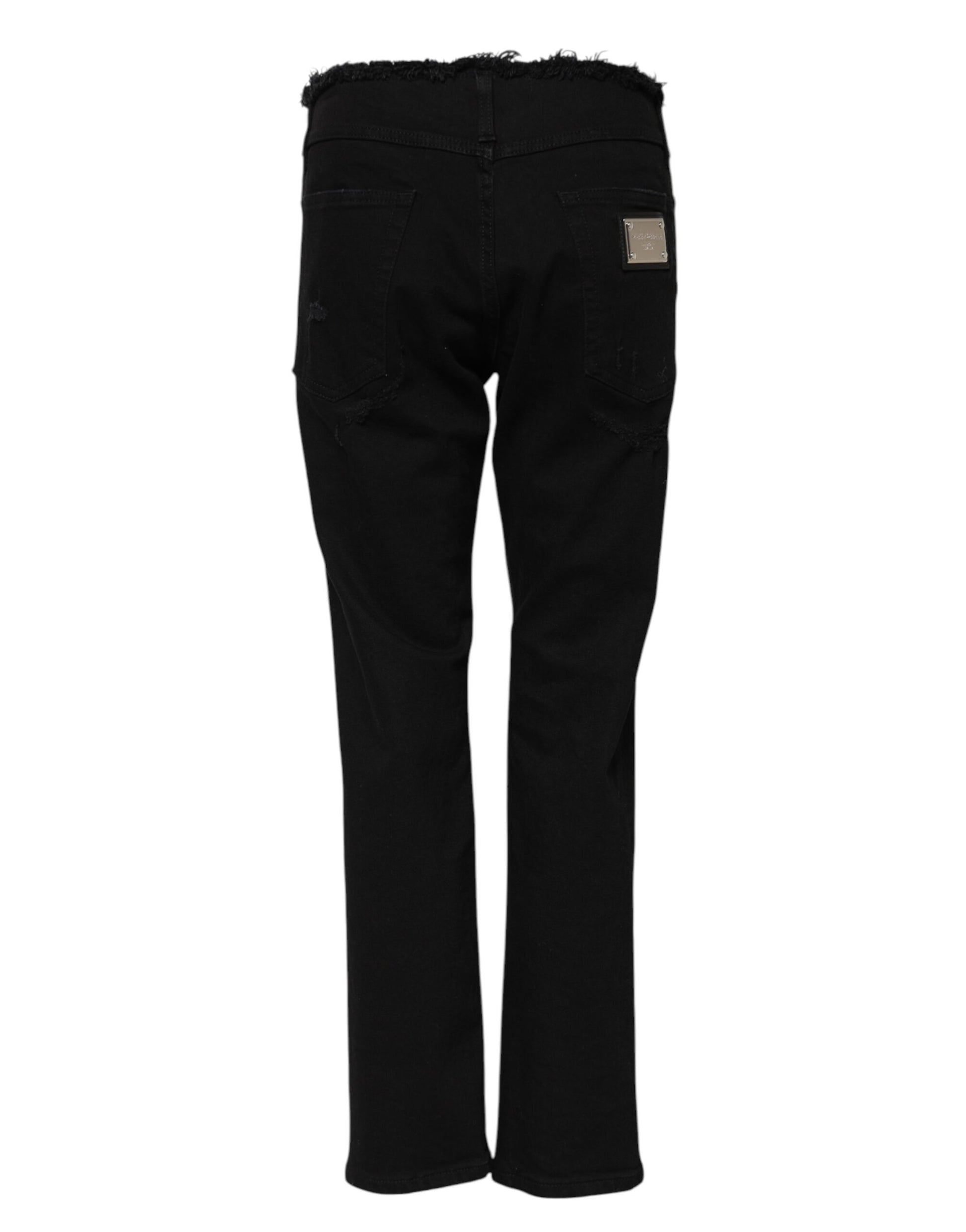 Dolce & Gabbana Black Cotton Mid Waist Flared Denim Jeans Dolce & Gabbana