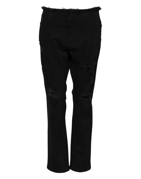 Dolce & Gabbana Black Cotton Mid Waist Flared Denim Jeans Dolce & Gabbana