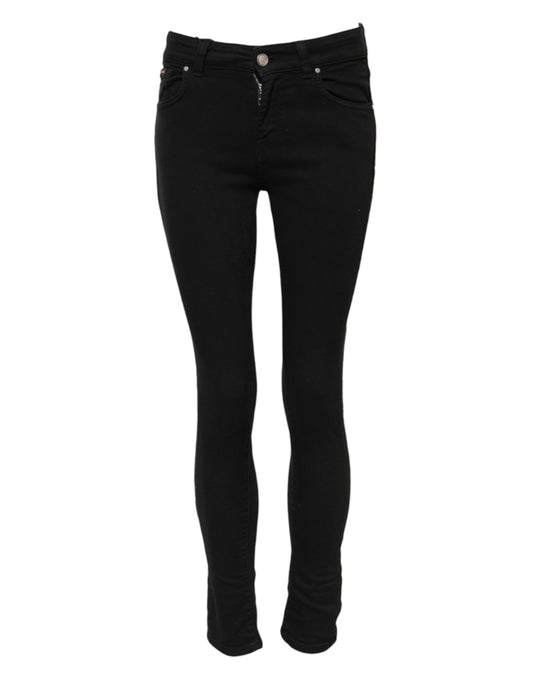 Dolce & Gabbana Black Cotton Skinny Mid Waist Denim Jeans Dolce & Gabbana