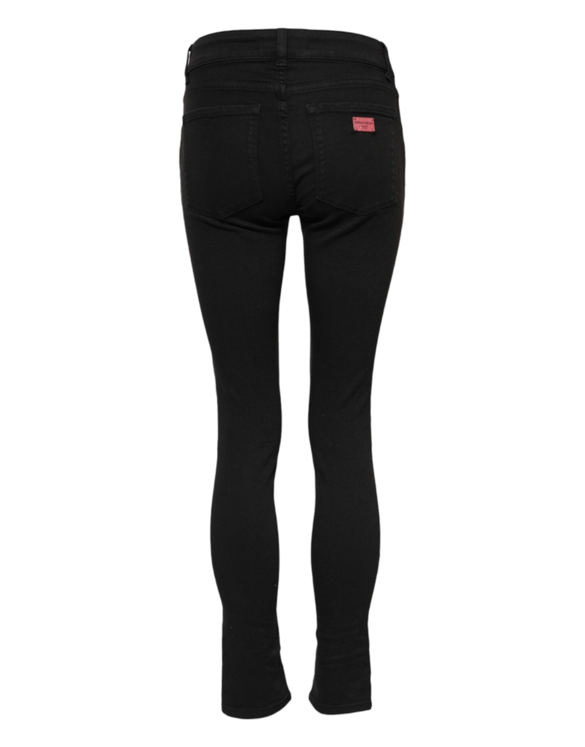 Dolce & Gabbana Black Cotton Skinny Mid Waist Denim Jeans Dolce & Gabbana