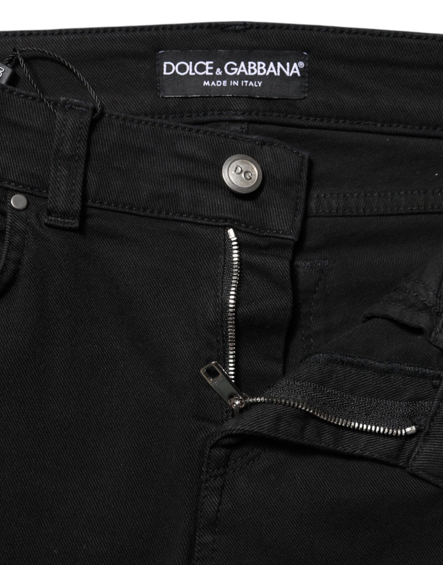 Dolce & Gabbana Black Cotton Skinny Mid Waist Denim Jeans Dolce & Gabbana