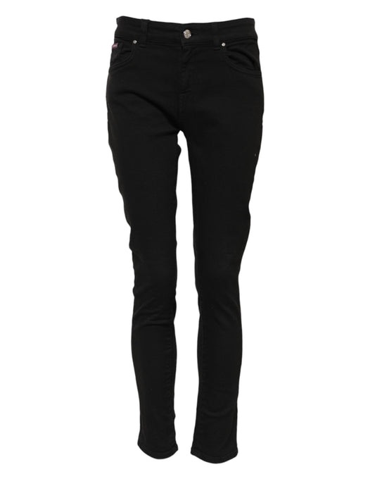 Dolce & Gabbana Black Cotton Skinny Mid Waist Denim Jeans Dolce & Gabbana