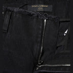 Dolce & Gabbana Black Cotton Tattered Mid Waist Denim Jeans