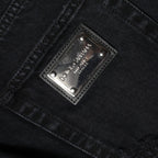 Dolce & Gabbana Black Cotton Tattered Mid Waist Denim Jeans