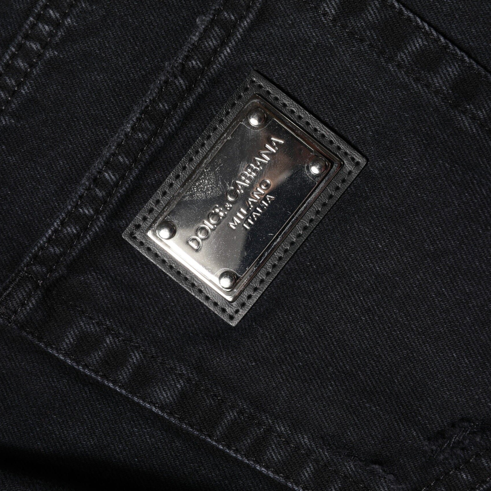 Dolce & Gabbana Black Cotton Tattered Mid Waist Denim Jeans