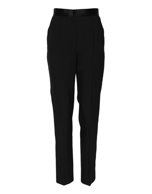 Dolce & Gabbana Black Wool Tapered High Waist Pants Dolce & Gabbana