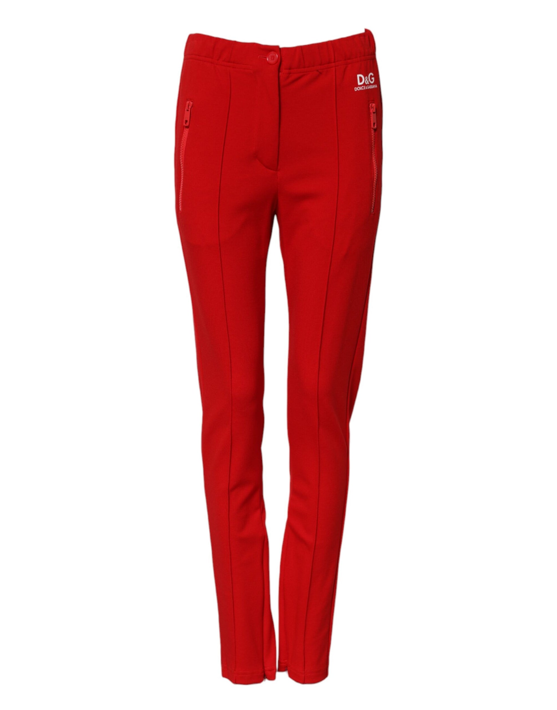 Dolce & Gabbana Red Mid Waist Slim Fit Pants Dolce & Gabbana