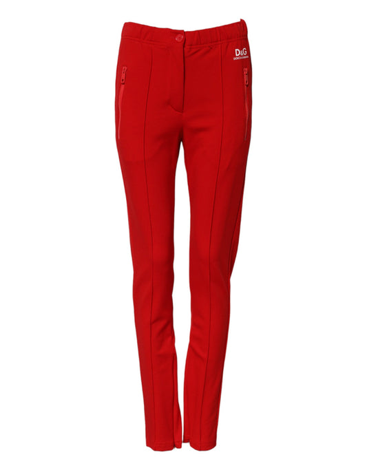Dolce & Gabbana Red Mid Waist Slim Fit Pants Dolce & Gabbana