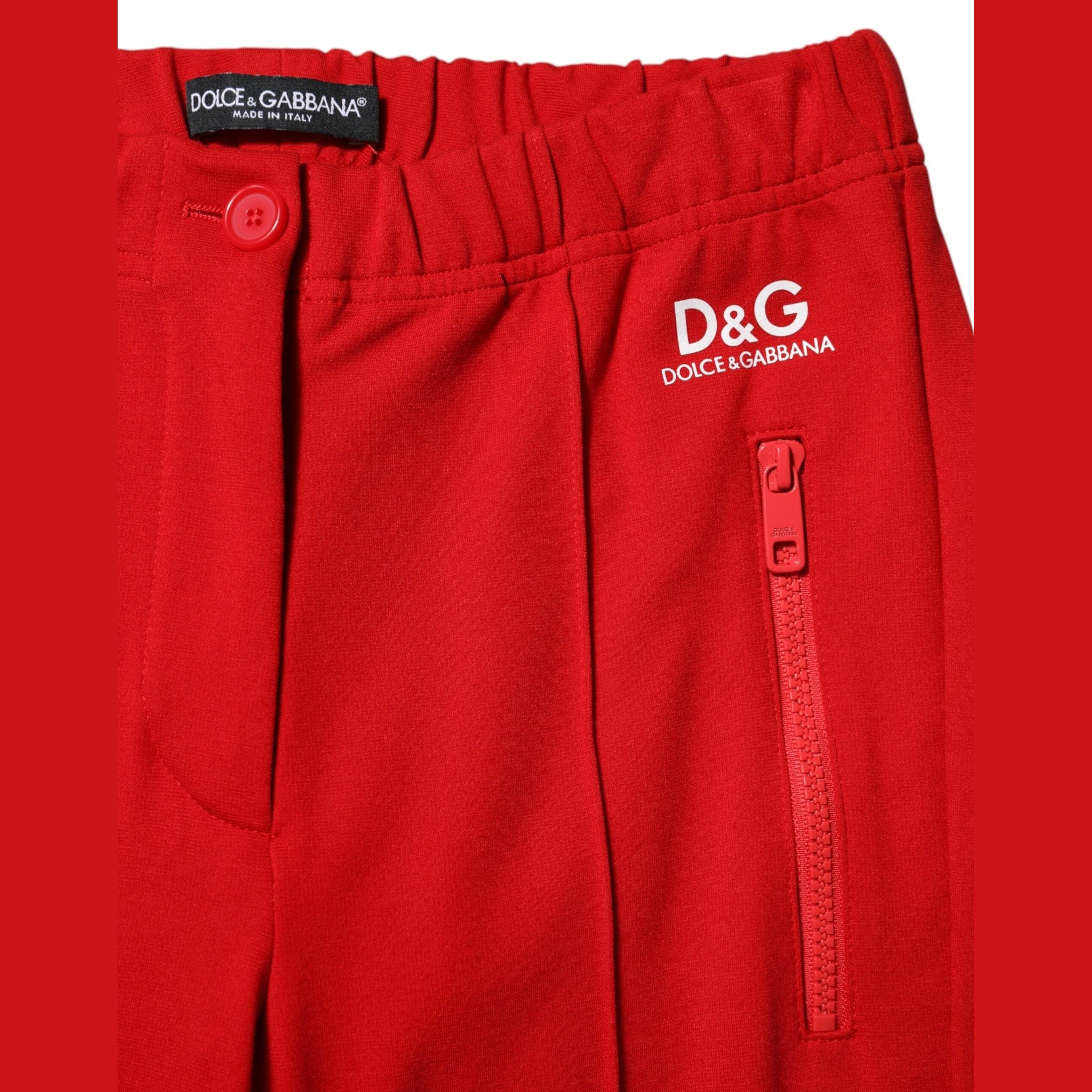 Dolce & Gabbana Red Mid Waist Slim Fit Pants