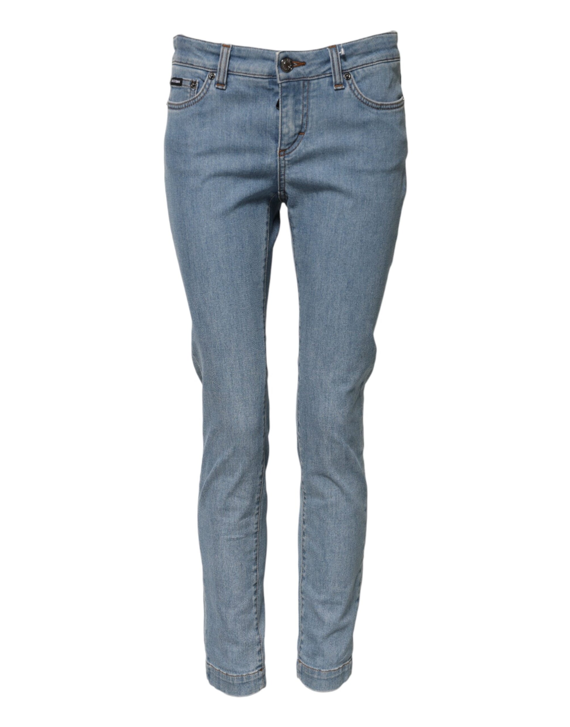 Dolce & Gabbana Blue Cotton PRETTY MidWaist Skinny Denim Jeans Dolce & Gabbana