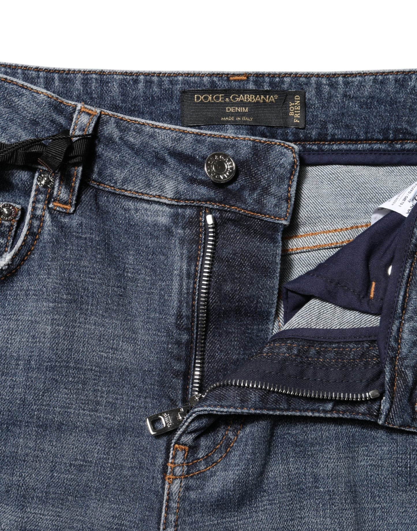 Dolce & Gabbana Blue Cotton Boyfriend Tattered Denim Jeans Dolce & Gabbana