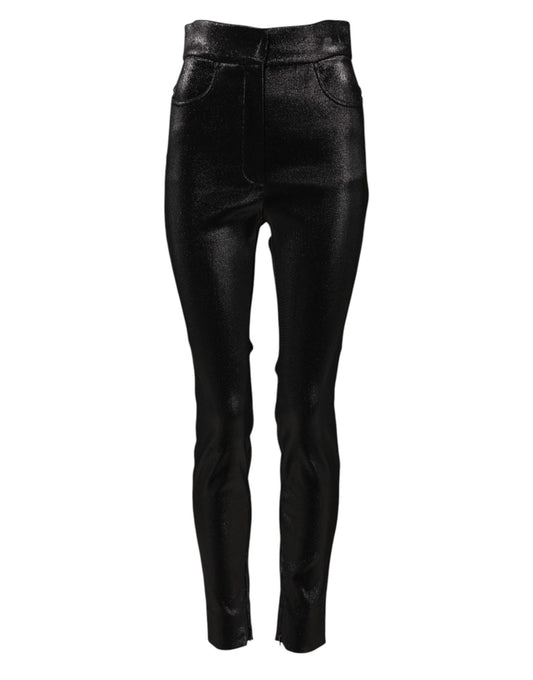 Dolce & Gabbana Black Cotton Stretch Lurex Thread Skinny Pants Dolce & Gabbana