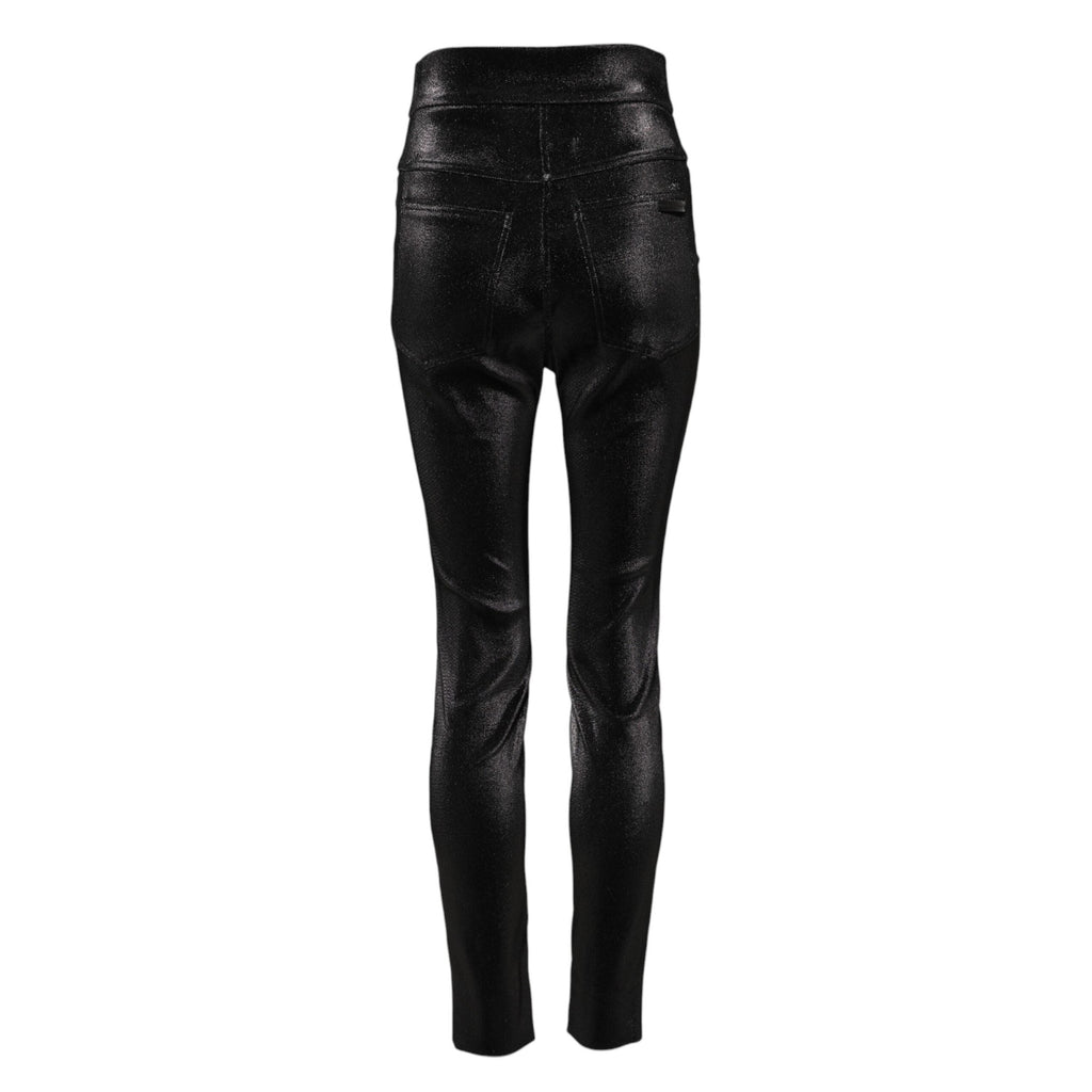 Dolce & Gabbana Black Cotton Stretch Lurex Thread Skinny Pants