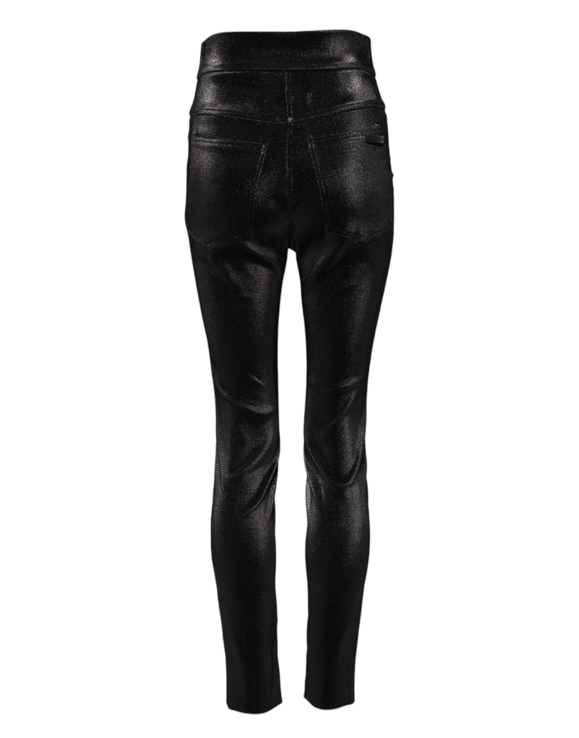 Dolce & Gabbana Black Cotton Stretch Lurex Thread Skinny Pants Dolce & Gabbana