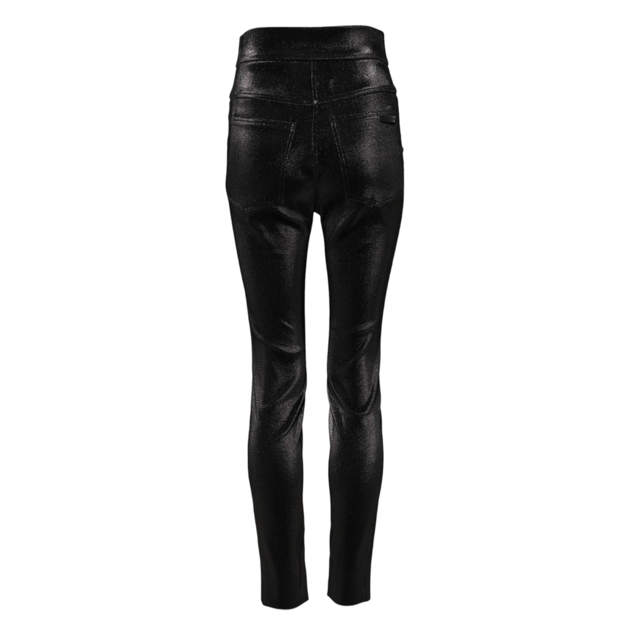 Dolce & Gabbana Black Cotton Stretch Lurex Thread Skinny Pants