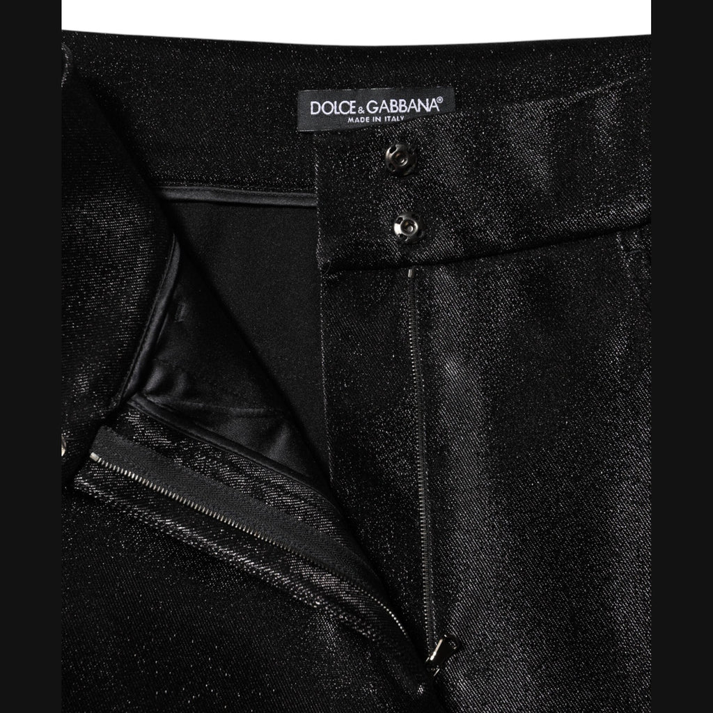 Dolce & Gabbana Black Cotton Stretch Lurex Thread Skinny Pants