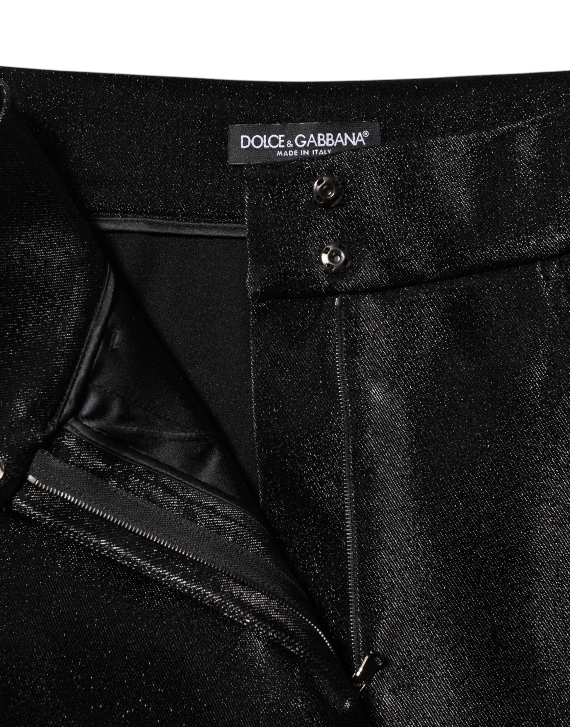 Dolce & Gabbana Black Cotton Stretch Lurex Thread Skinny Pants Dolce & Gabbana