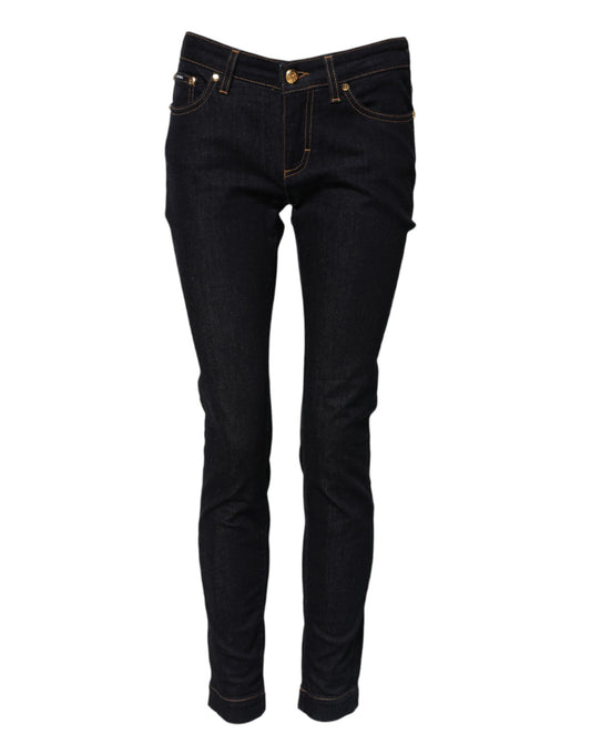 Dolce & Gabbana Blue Cotton PRETTY LowWaist Skinny Denim Jeans Dolce & Gabbana