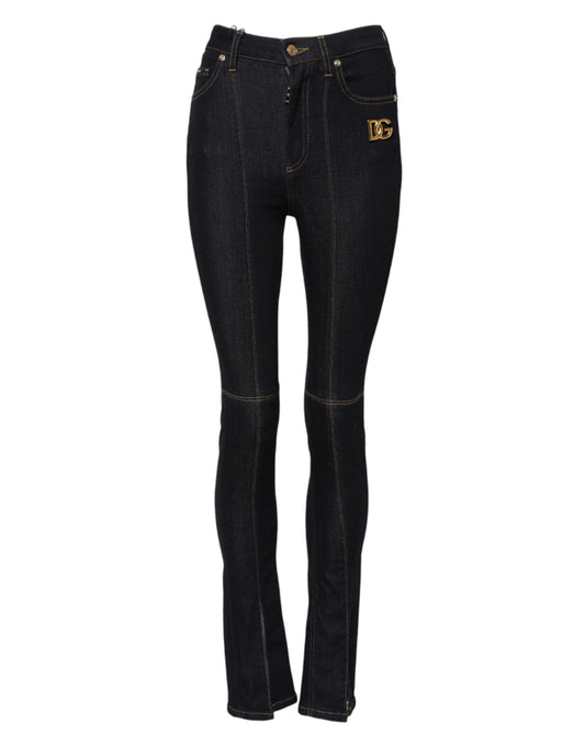 Dolce & Gabbana Blue Cotton High Waist Skinny Denim Jeans Dolce & Gabbana