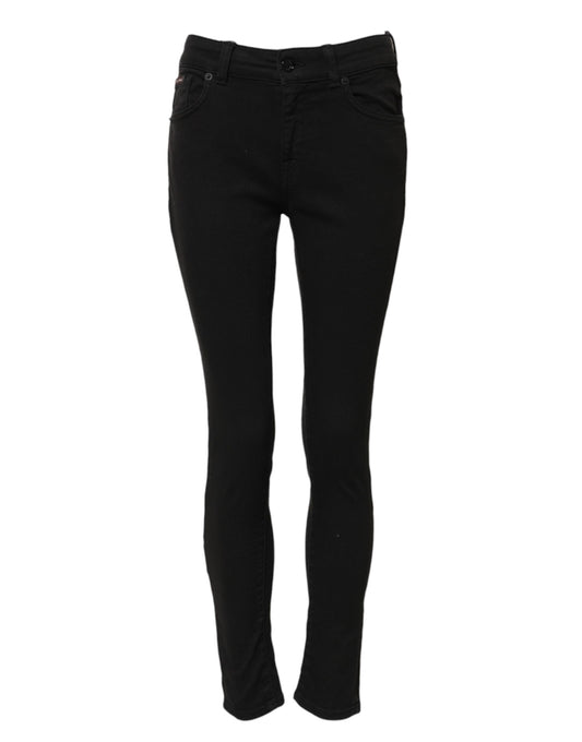 Dolce & Gabbana Black Cotton Skinny Mid Waist Denim Jeans Dolce & Gabbana